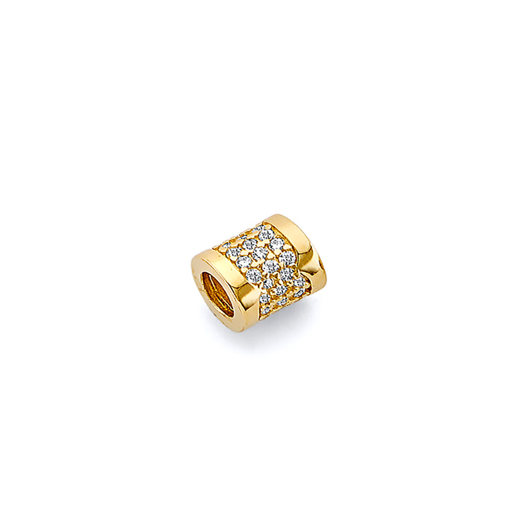 14K Two Tone Gold CZ Barrell Slider