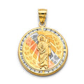 14K Yellow White Rose Gold CZ Round St. Jude Thaddeus Pendant