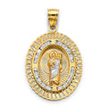 14K Yellow White Rose Gold CZ Oval St. Jude Thaddeus Pendant