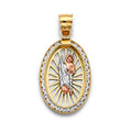 14K Yellow White Rose Gold CZ Oval St. Jude Thaddeus Pendant