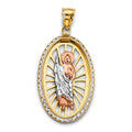 14K Yellow White Rose Gold CZ Oval St. Jude Thaddeus Pendant