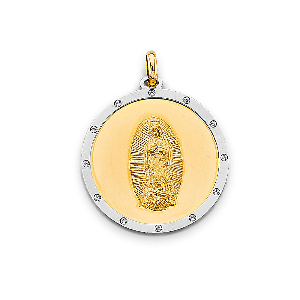 14K Two Tone Gold Religious Pendant