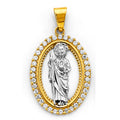 14K Two Tone Gold CZ St. Jude Thaddeus Pendant