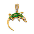 14K Two Tone Gold CZ Lizard Pendant