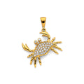 14K Yellow Gold CZ Crab Pendant