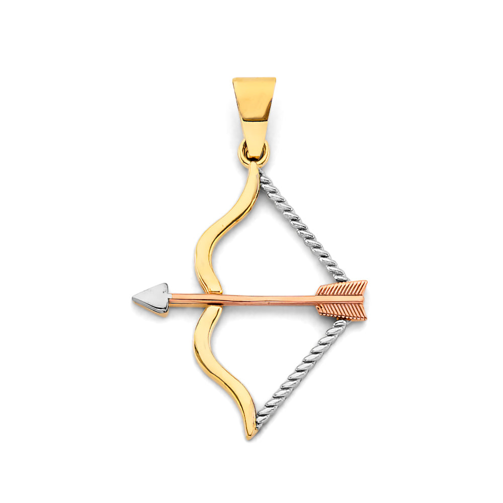14K Yellow White Rose Gold Bow & Arrow Pendant
