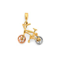 14K Yellow White Rose Gold Bike Pendant