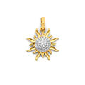 14K Two Tone Gold CZ Sun Pendant