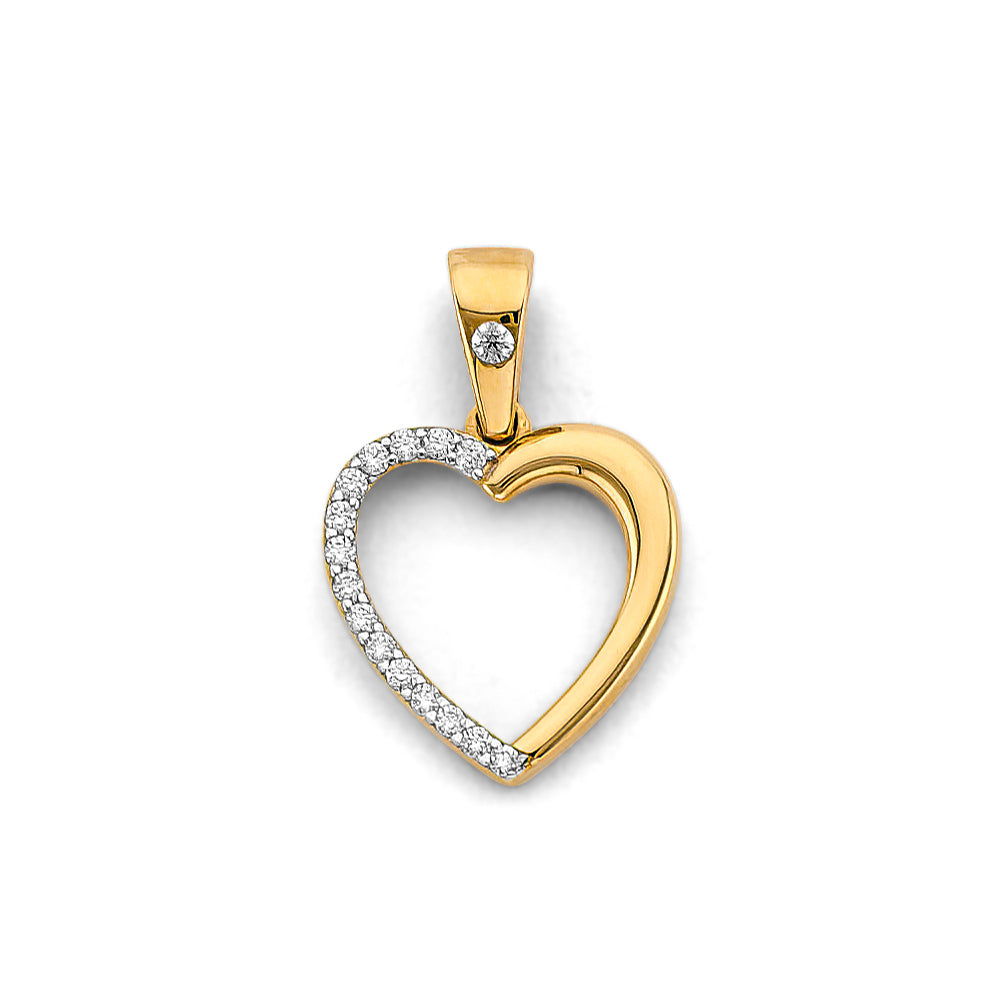 14K Two Tone Gold CZ Heart Pendant