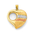 14K Yellow White Rose Gold Heart Pendant