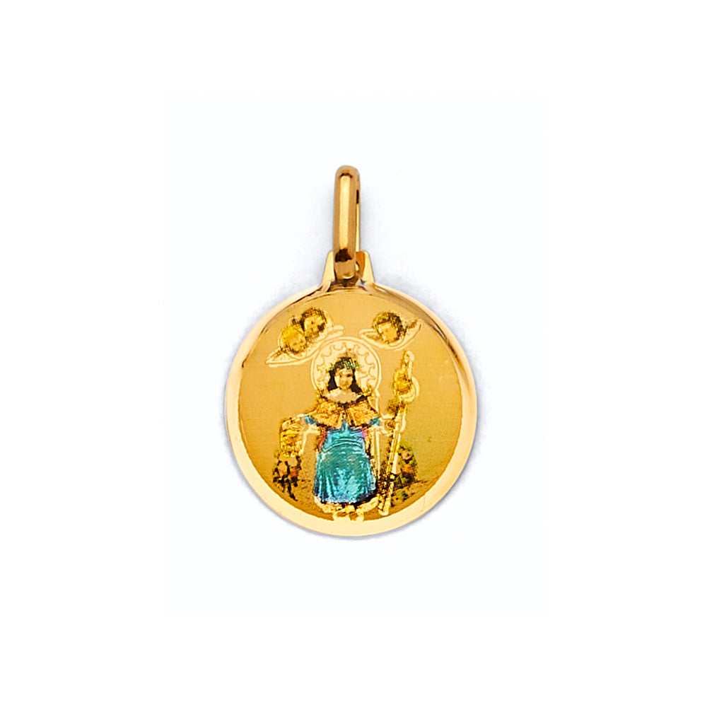 14K Yellow Gold Round Santo Nino De Atocha Pendant