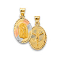 14K Yellow White Rose Gold Religious Stamp Pendant