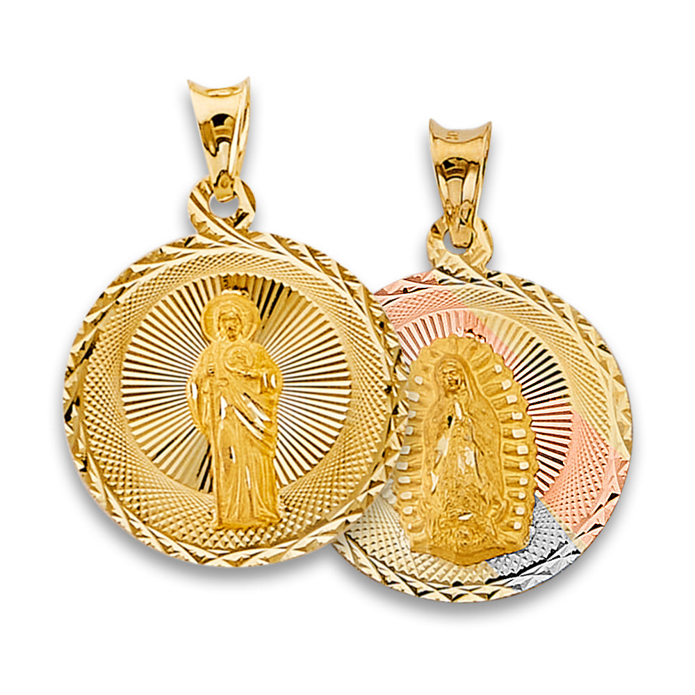 14K Yellow White Rose Gold Religious Stamp Pendant