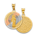 14K Yellow White Rose Gold Religious Stamp Pendant