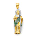 14K Two Tone Gold CZ St. Jude Thaddues 3D Pendant