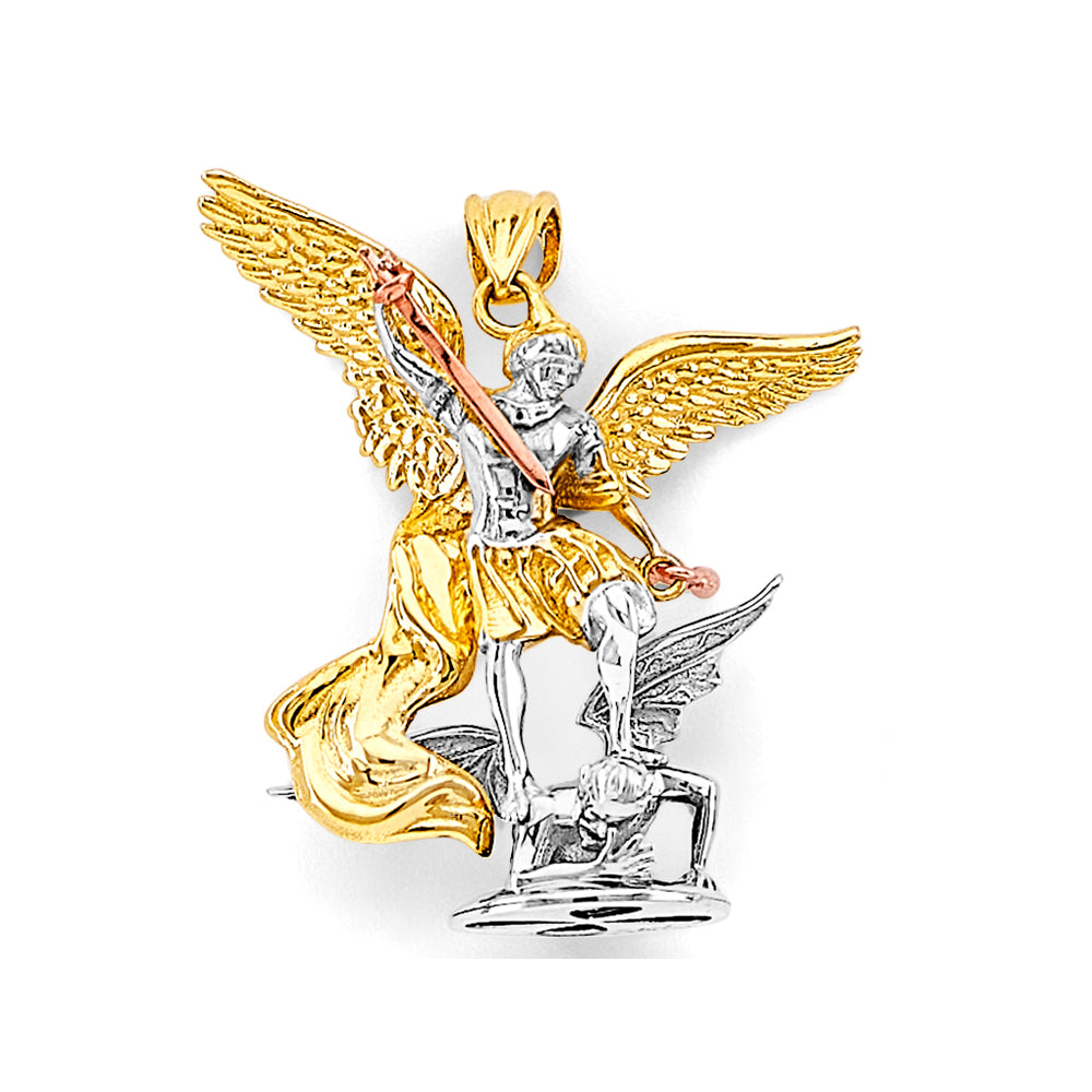 14K Yellow White Rose Gold St. Michael 3D Pendant