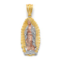 14K Yellow White Rose Gold CZ Guadalupe Pendant
