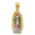 14K Yellow White Rose Gold CZ Guadalupe Pendant