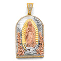 14K Yellow White Rose Gold CZ Guadalupe Pendant