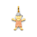 14K Yellow White Rose Gold Boy Pendant