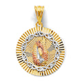 14K Yellow White Rose Gold Stamp Guadalupe Pendant