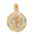 14K Yellow White Rose Gold Stamp Jesus Christ Pendant