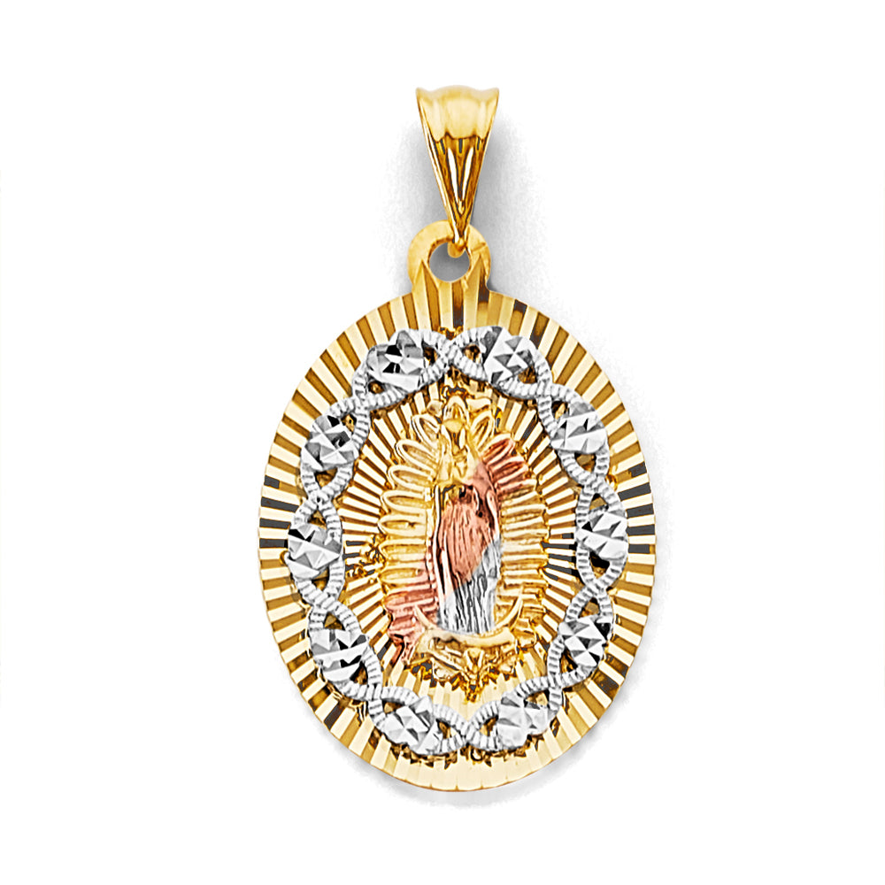 14K Yellow White Rose Gold Stamp Guadalupe Pendant