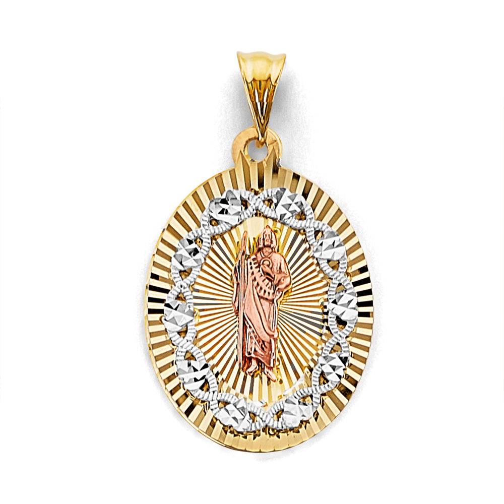 14K Yellow White Rose Gold Stamp St. Jude Pendant