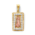 14K Yellow White Rose Gold Stamp Guadalupe Pendant