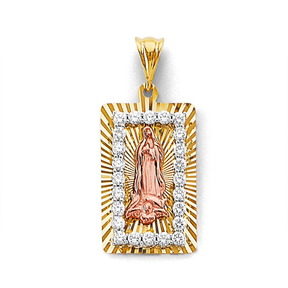 14K Yellow White Rose Gold Stamp Guadalupe Pendant