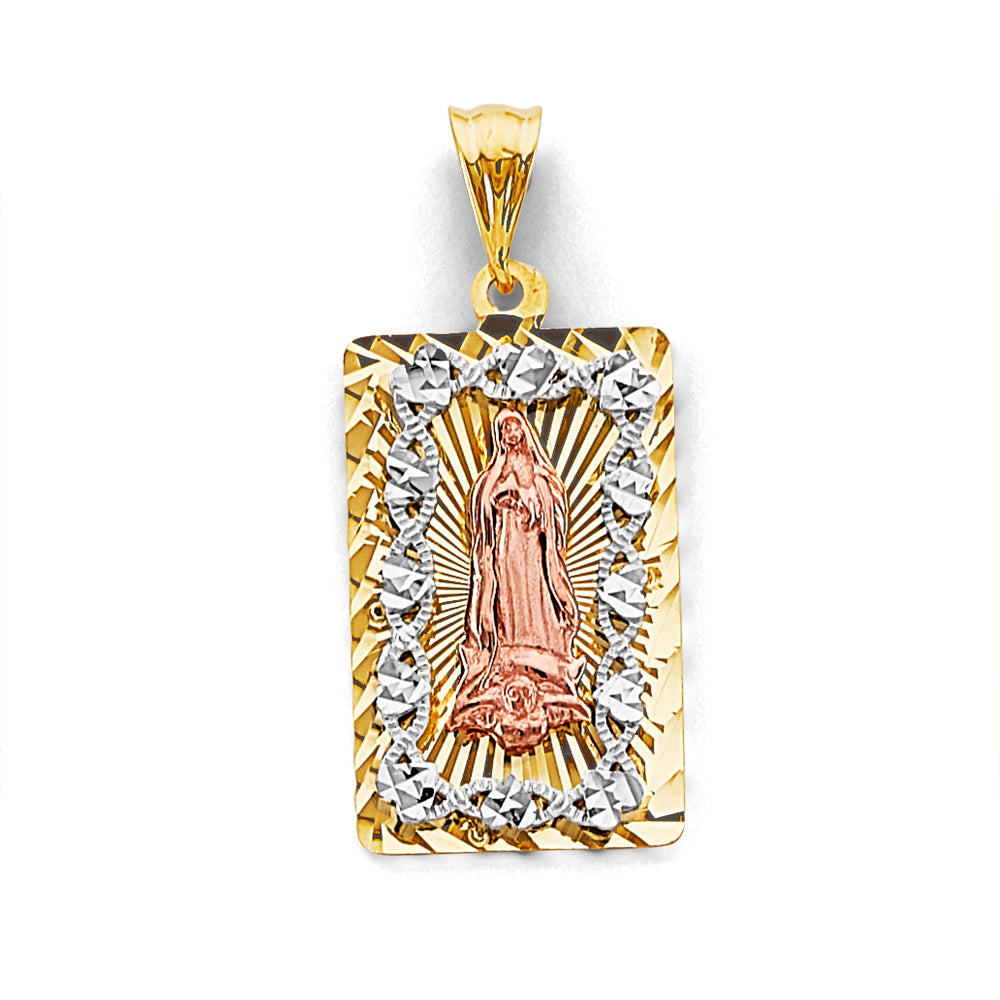 14K Yellow White Rose Gold Stamp Guadalupe Pendant