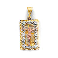 14K Yellow White Rose Gold Stamp Jesus Christ Pendant