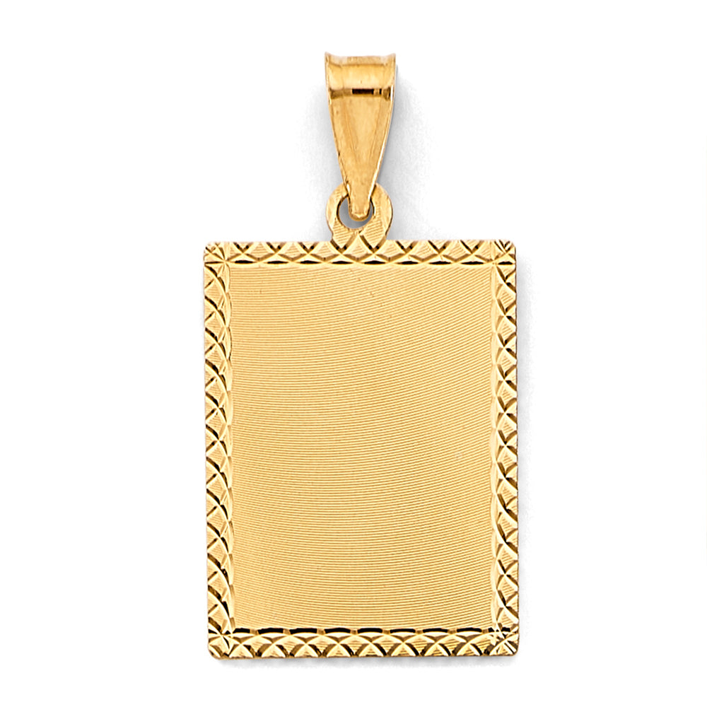 14K Yellow Gold Plain Stamp Pendant