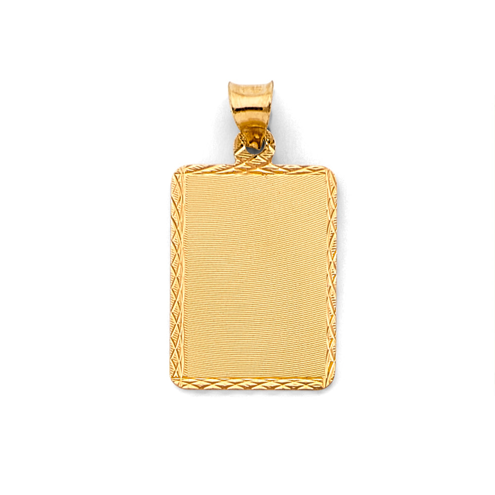 14K Yellow Gold Plain Stamp Pendant
