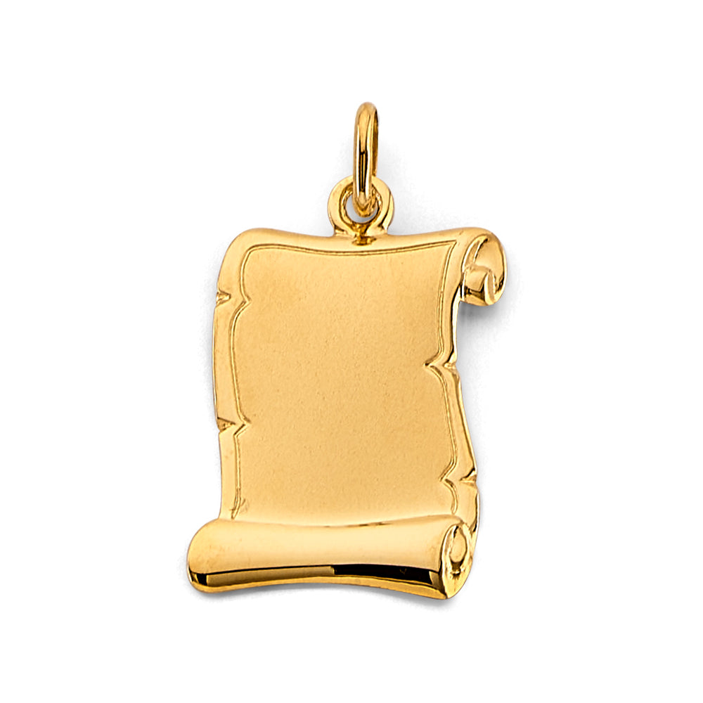 14K Yellow Gold Engravable Plain Pendant