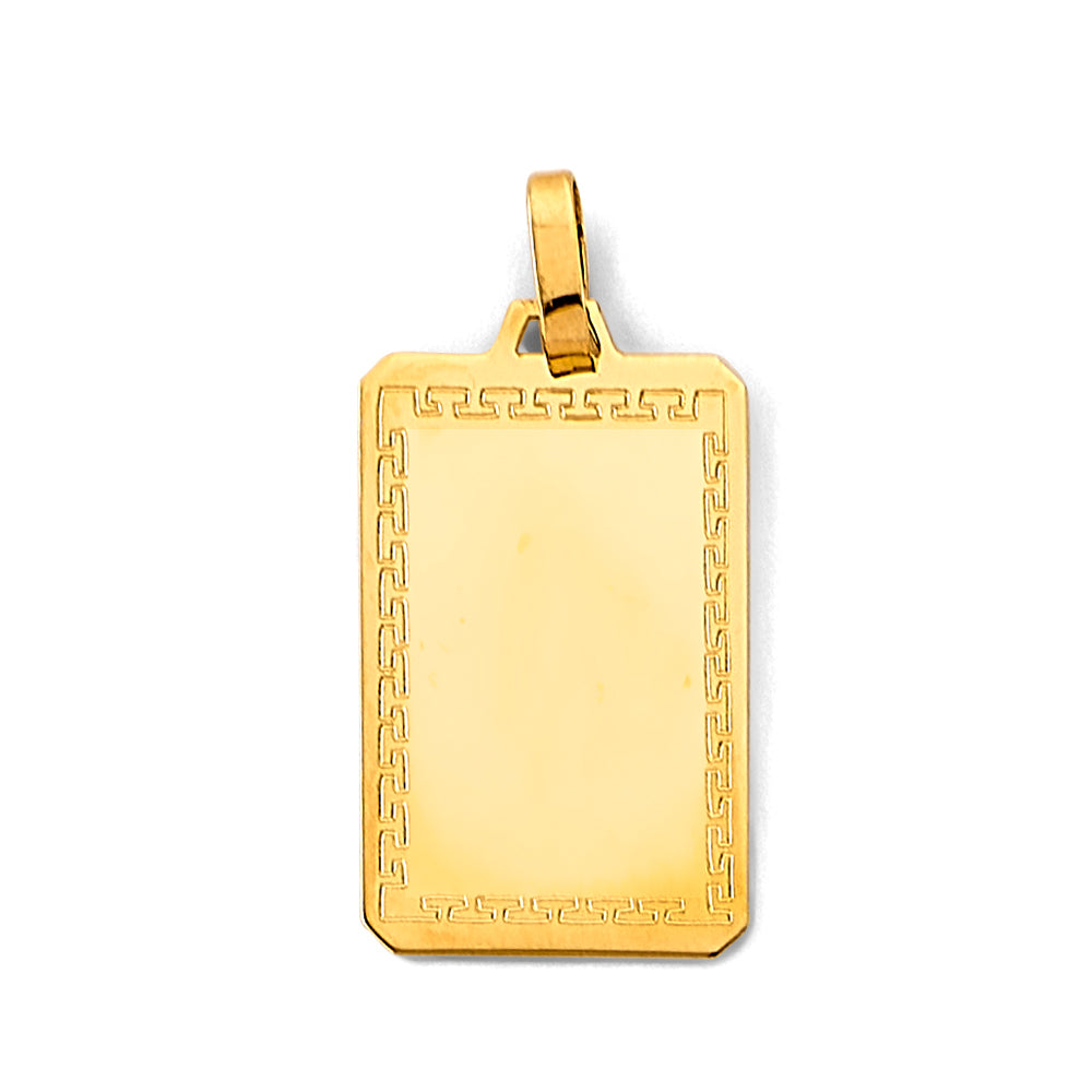 14K Yellow Gold Engravable Plain Pendant