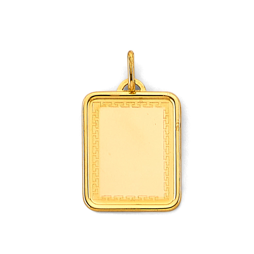 14K Yellow Gold Engravable Plain Pendant