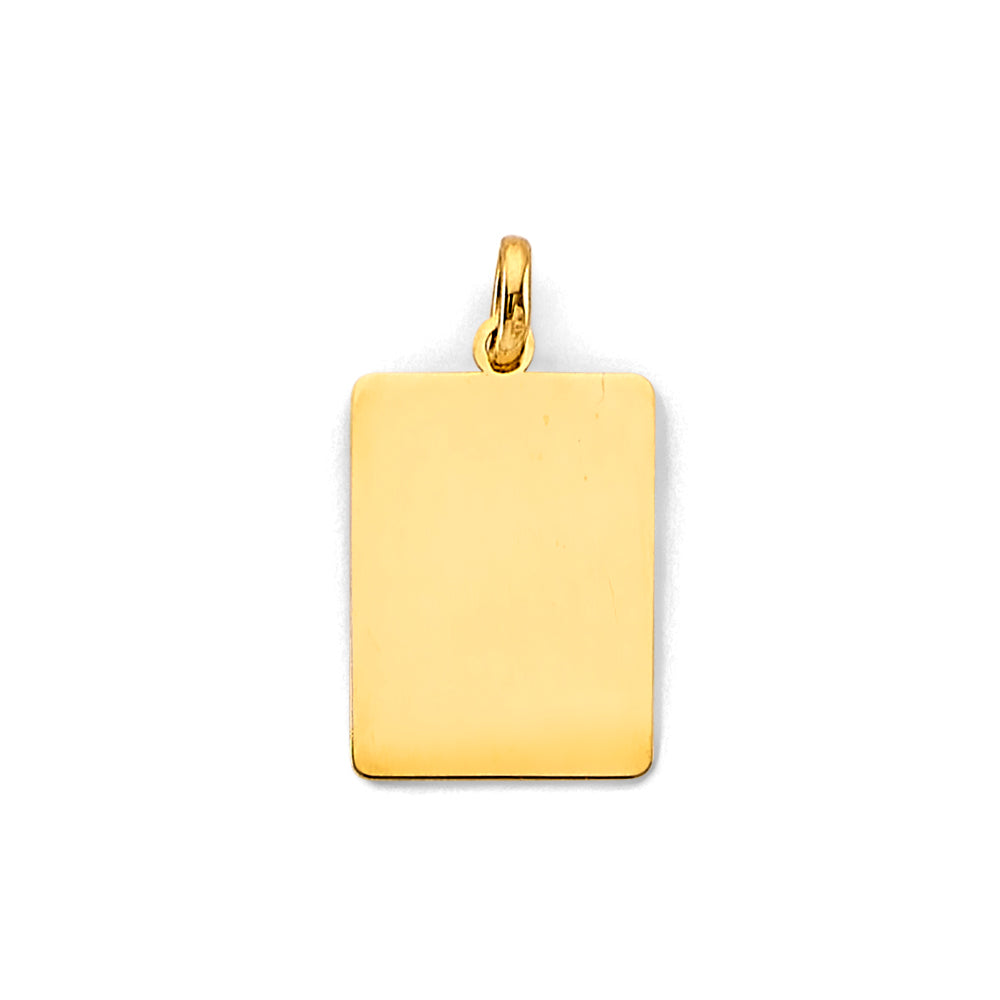 14K Yellow Gold Engravable Plain Pendant