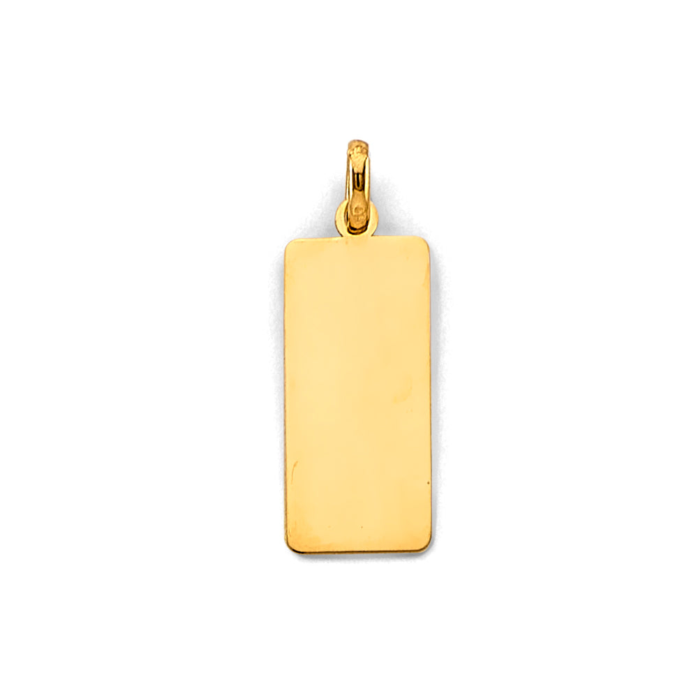14K Yellow Gold Engravable Plain Pendant
