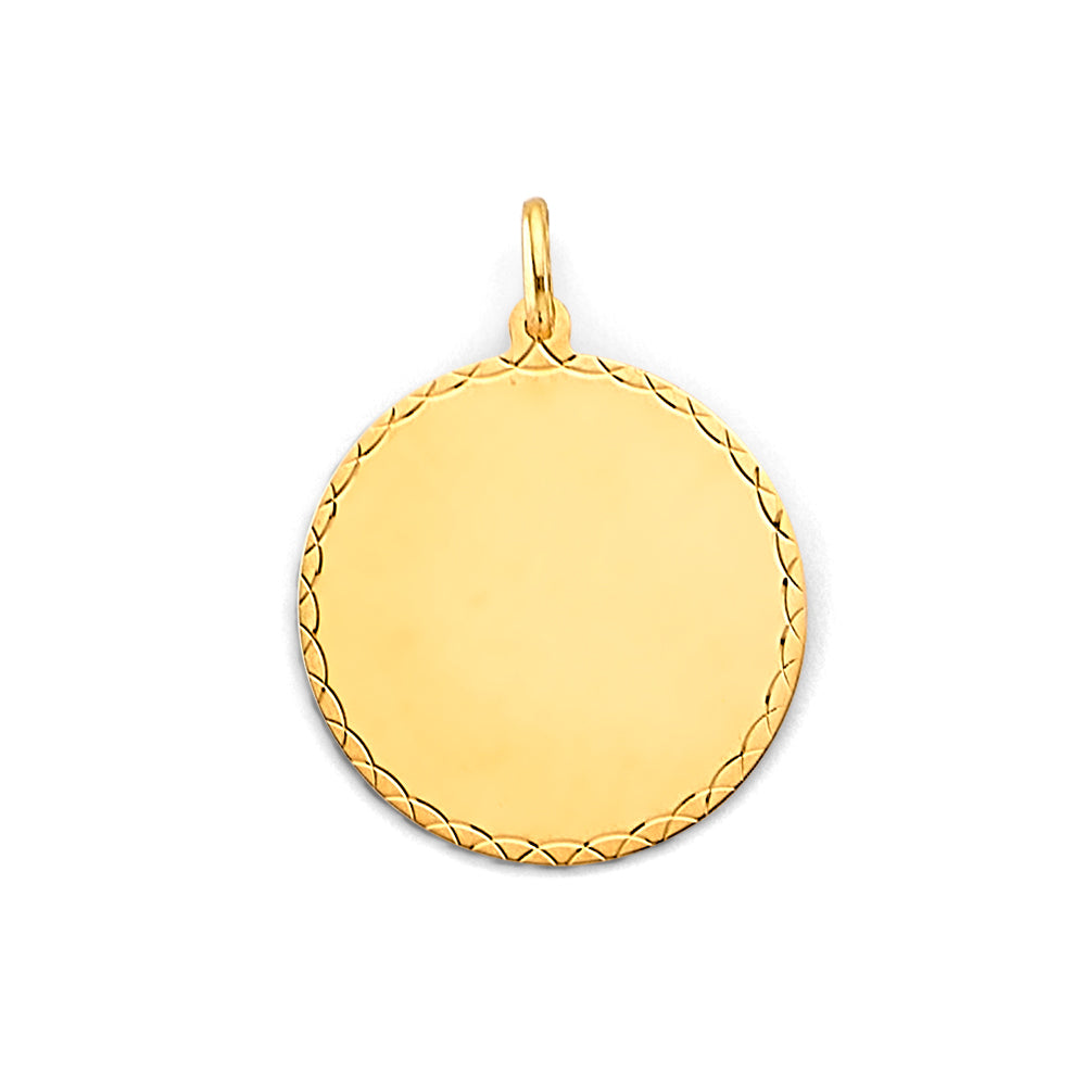 14K Yellow Gold Engravable Plain Pendant