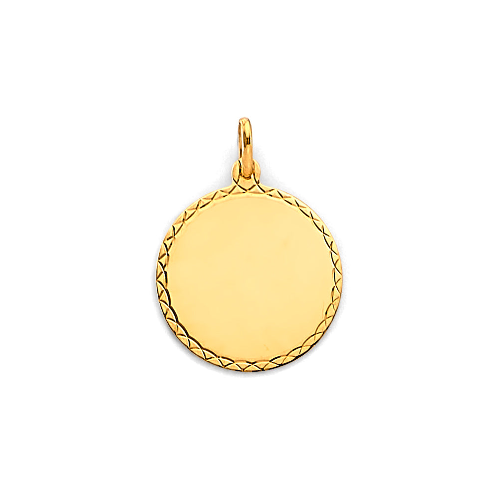 14K Yellow Gold Engravable Plain Pendant