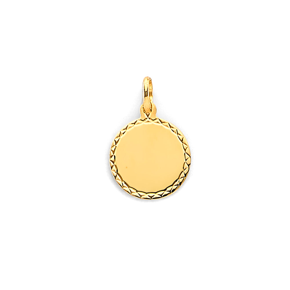 14K Yellow Gold Engravable Plain Pendant