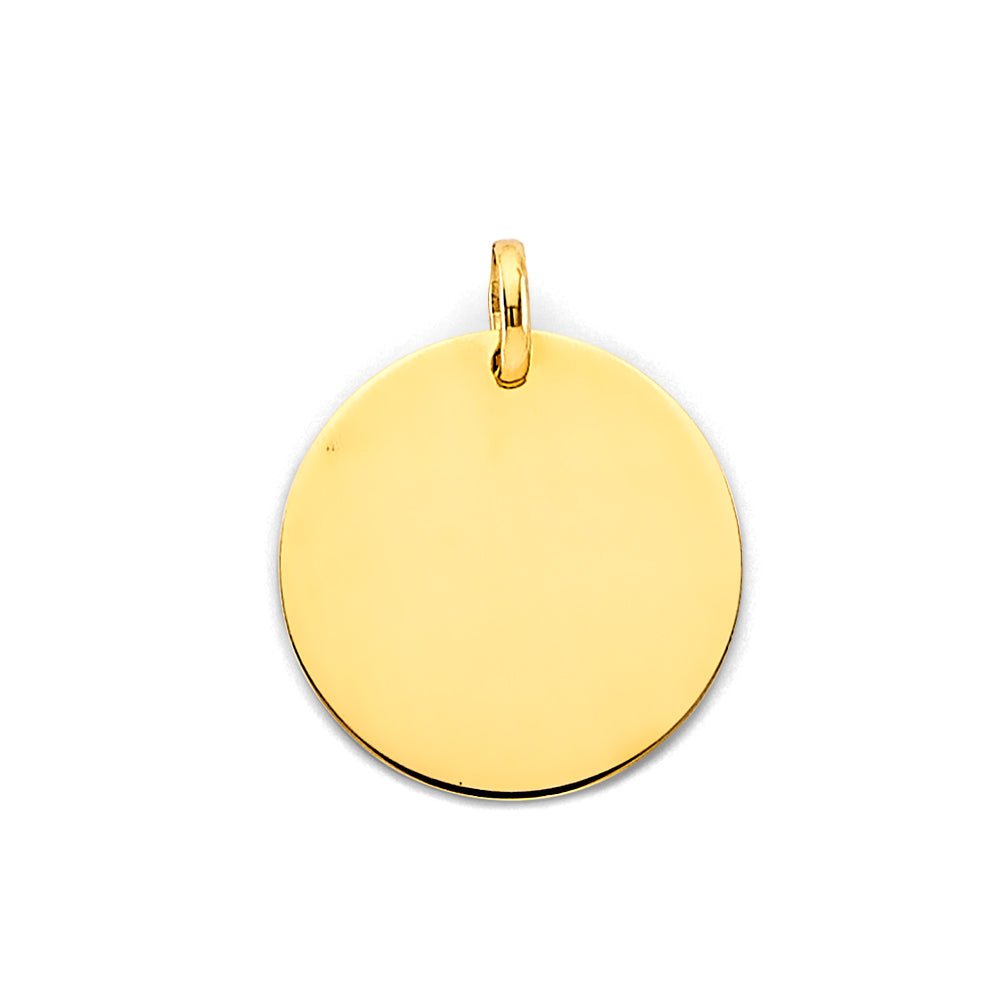 14K Yellow Gold Engravable Plain Pendant