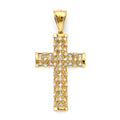 14K Two Tone Gold CZ Cross Pendant