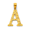 14K Yellow Gold Initial Nugget Pendant (Letter A - Z)