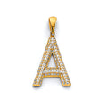 14K Two Tone Gold CZ Initial Pendant (Letter A - Z)
