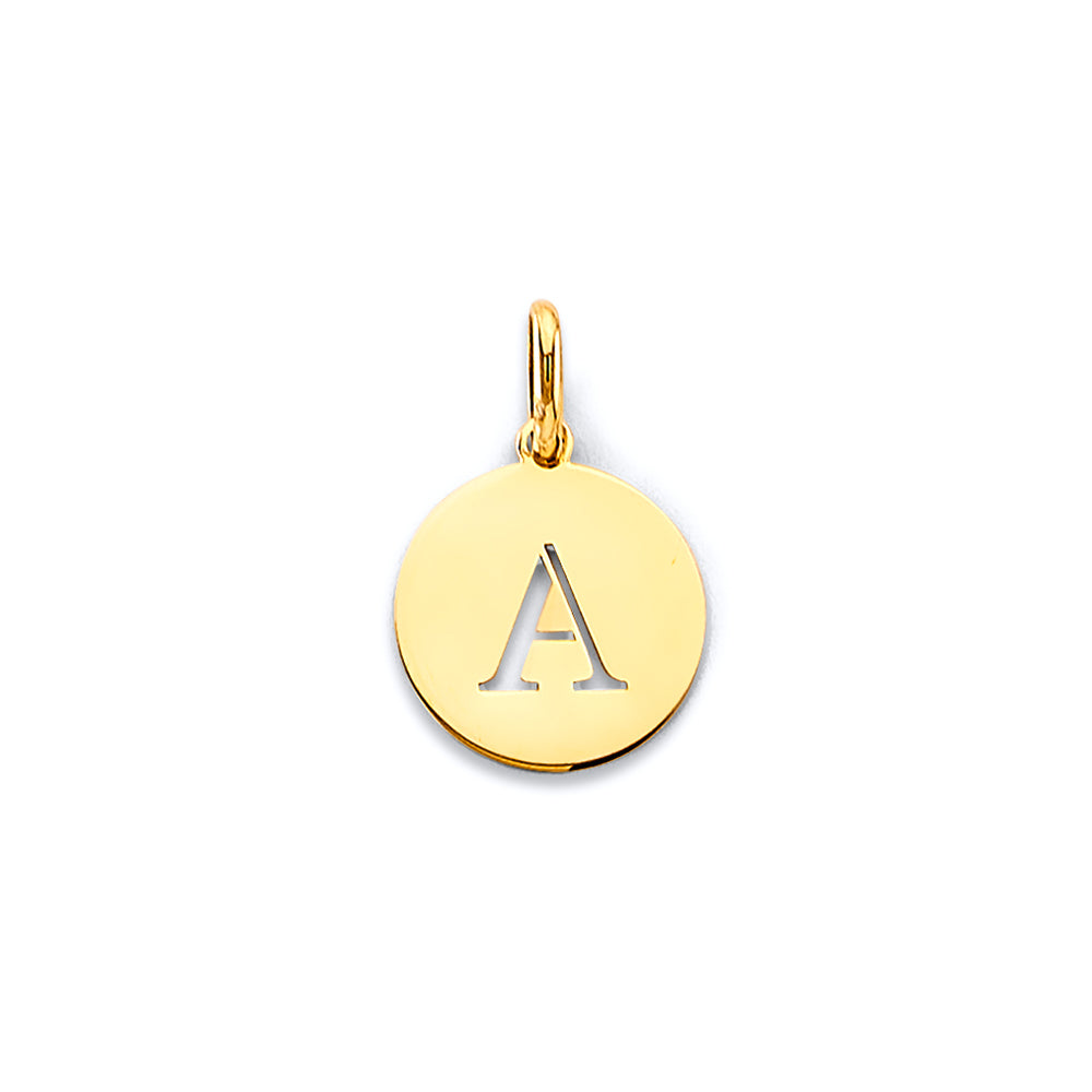 14K Yellow Gold Cut Out Initial Pendant (Letter A - Z)
