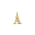 14K Two Tone Gold CZ Initial Pendant (Letter A - Z)