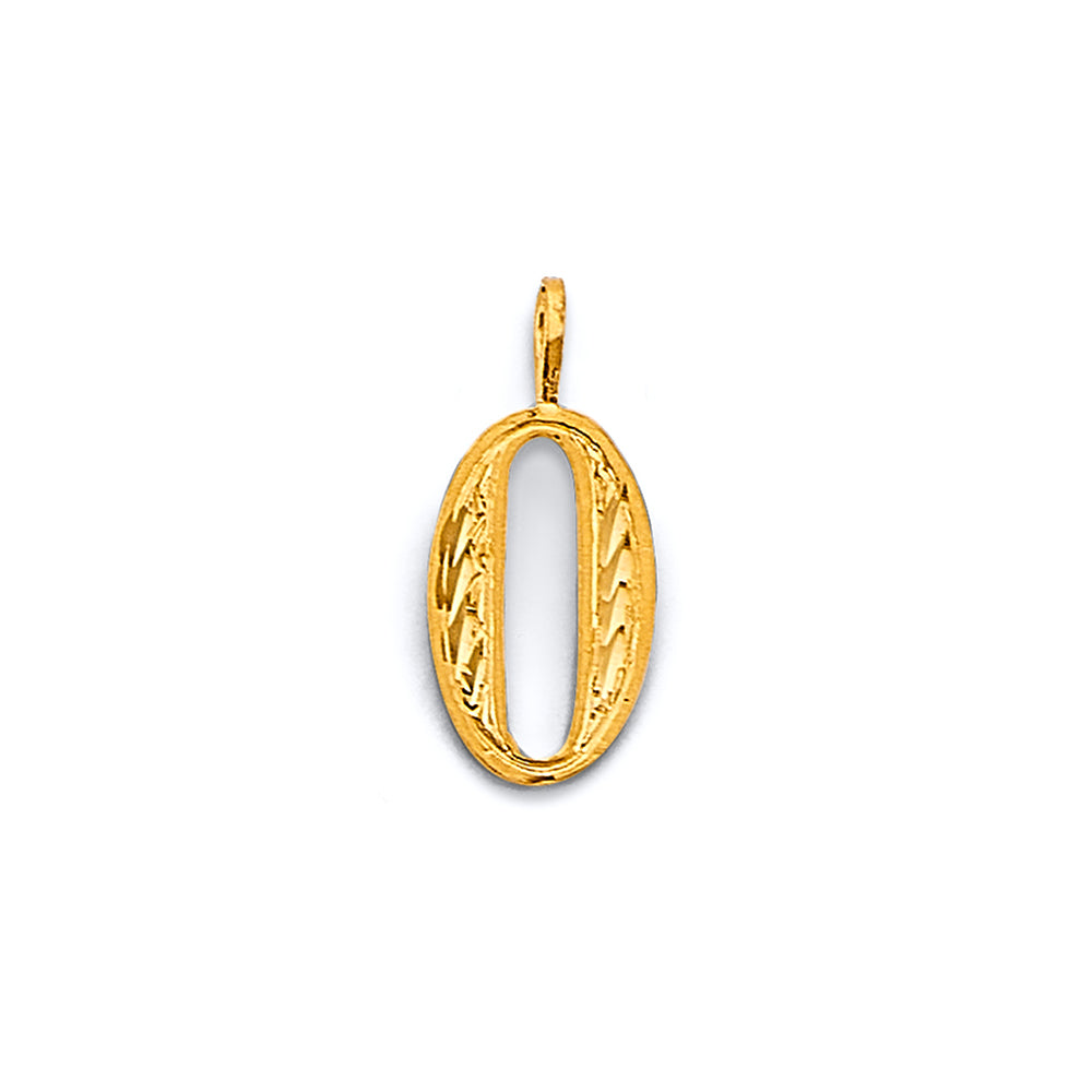 14K Yellow Gold Diamond Cut Number Pendant (0 - 9)