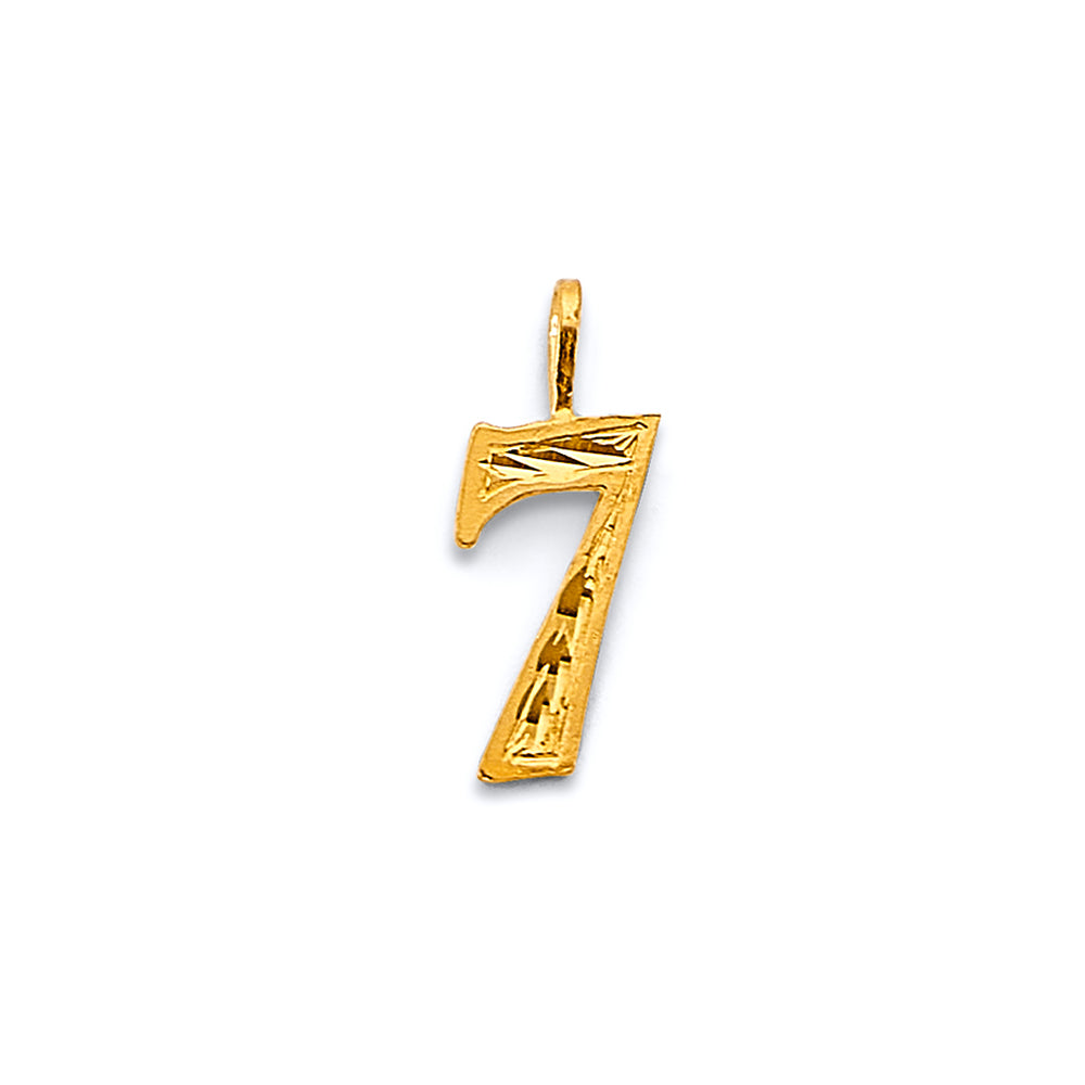 14K Yellow Gold Diamond Cut Number Pendant (0 - 9)